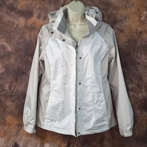 Eddie Bauer Weatheredge Jacket Water Resistant Lined Shell Cream White Taupe L